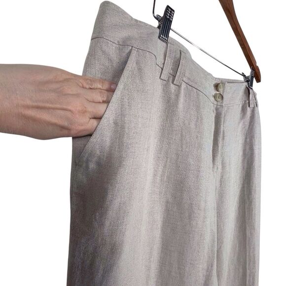 NWT MICHAEL KORS Wide-Leg Linen Trousers Size 20W Beige - Picture 8 of 16